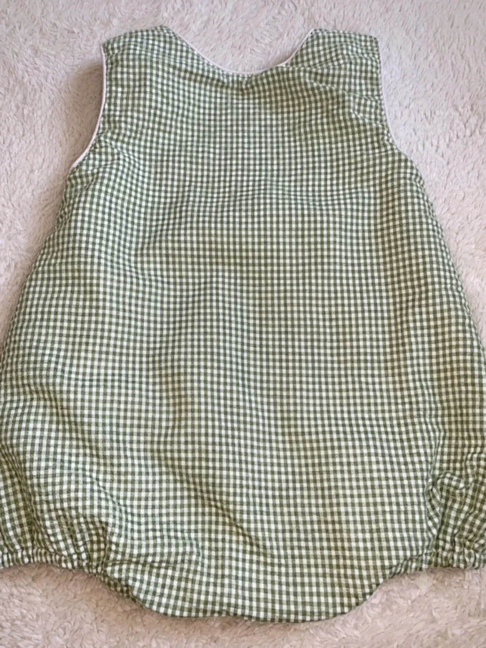 Lil Cactus Green Alligator Gingham Bubble Romper 6-12M EUC